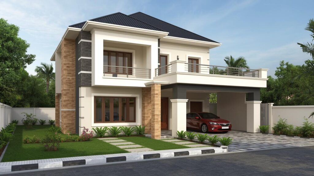 spacious, contemporary houses with modern amenities situated in Abuja, Nigeria, showcasing architectural designs that blend with the local environment.