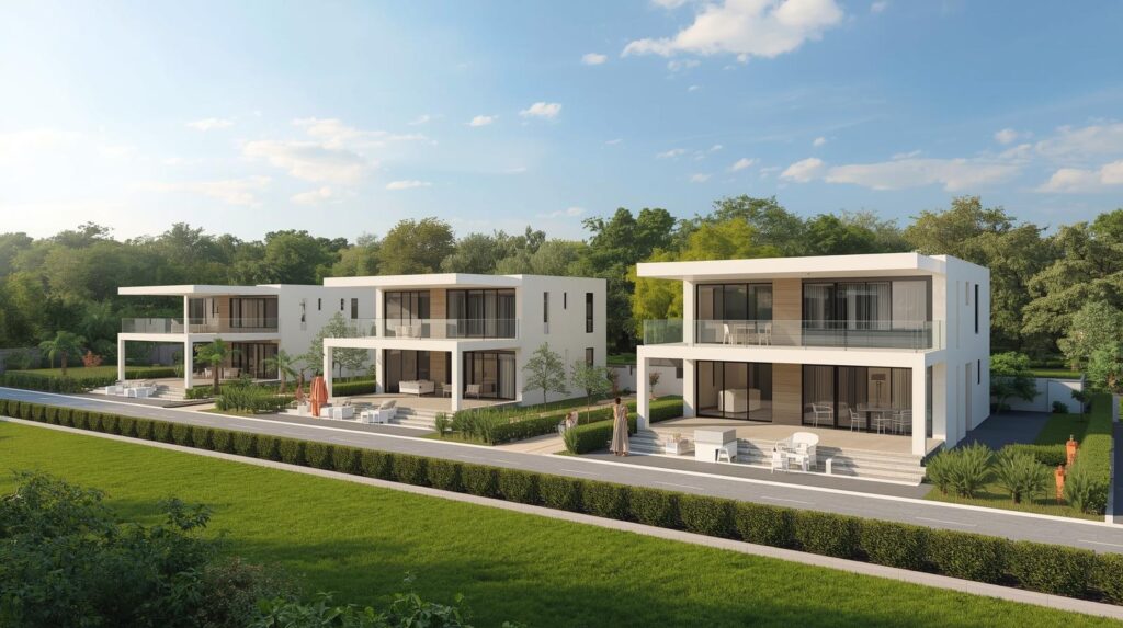 spacious, contemporary houses with modern amenities situated in Abuja, Nigeria, showcasing architectural designs that blend with the local environment.